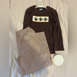 Krewe Brown Long Sleeve Kids Shirt with Embroidered Design